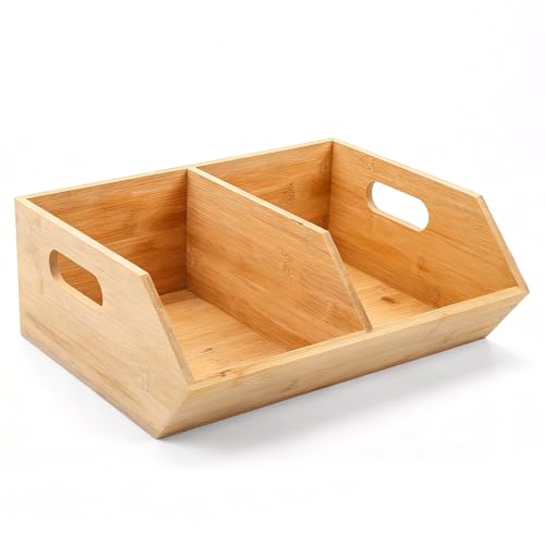 Contenedores de almacenamiento de despensa, cestas apilables de madera, caja de y patatas con asa, para pan, frutas, verduras, encimera de cocina