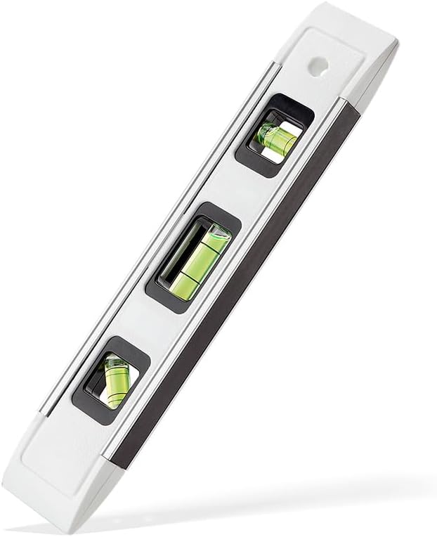 9inch Level & Tool Magnetic Aluminum Reinforced Torpedo Level, 9"(White)