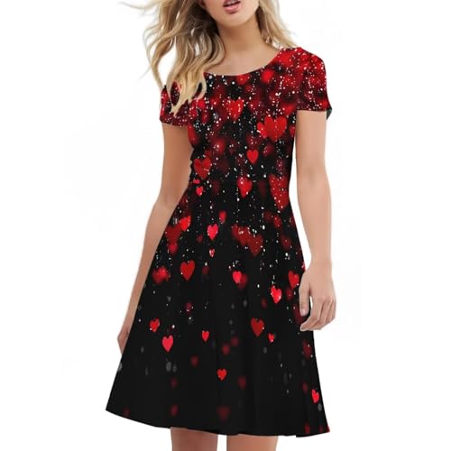 Image of AFPANQZ Womens Casual Summer Lightweight Vintage Dress Short Sleeve Midi Dress Knee-Long Luxury Formal Dress
