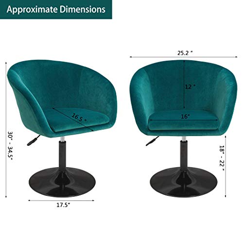 Duhome Jumbo Size Velvet Contemporary Salon Stool with Wheels Home Office Chair Round Swivel Accent Chair Tufted Adjustable (Atrovirens Velvet) - Thumbnail 4