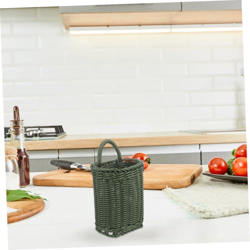Cesta de almacenamiento tejida de pared para ahorrar espacio en cocina y flores 6