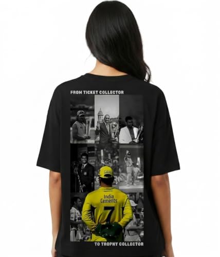 Image of Trophy Collector Oversized T-Shirt for Women | Cricket Fan Graphic Tee | Premium Cotton | White & Black | S-XXL