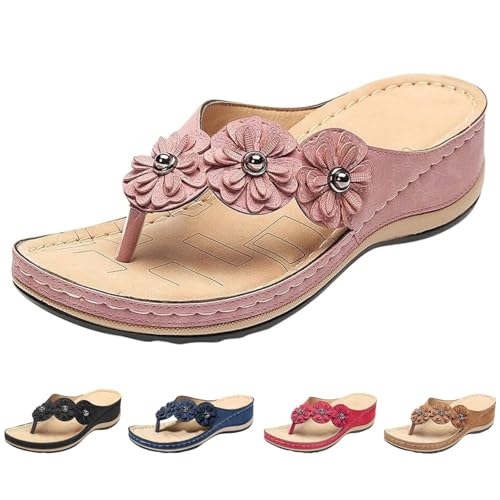 Orthopedic Sandals for Women,Women's Summer Comfortable Sandals Orthotic Flip Flops Arch Support Wedge Beach Travel Thong Walking Slides