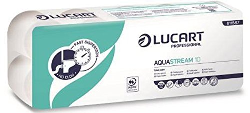 120 rotoli di carta igienica LUCART Aquastream, 2 strati, 200 fogli ciascuno Rotolo, 811b67