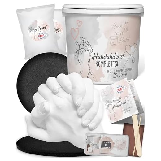 3D Handabdruck Set für Paare Made in Germany mit Sockel Gipsabdruckset Hände Jahrestag Geschenk für Ihn, Pärchen Geschenke Gips Geschenk für Sie