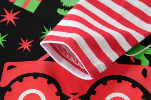 Image of Boys Christmas Tees Girls Dinosaur Tops Stripe Long Sleeve Shirt Kids Truck T-Shirt for Toddler Xmas Gifts 3-9 Years