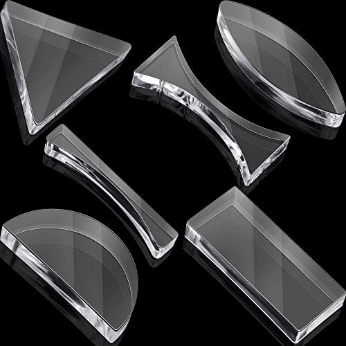 Treela 6 Pcs Light Spectrum Prism Optical Lens Triangular Semicircular Rectangular Prism Physics Demonstration Tools Equipment For Physics Teaching Students Lab Photography Science #TOP23