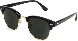 Imperial Club Classic Half-Frame Sunglasses, Black and Gold, UV Protection, Square Frame, Unisex (as04) Price In India