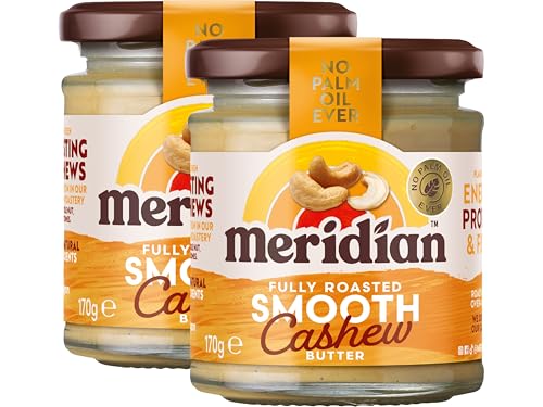 Meridian Natural Smooth Cashew Butter 170g 96% Roasted Cashews Creamy Texture No Palm Oil No Added Sugar or Salt Vegan Gluten & Dairy Free (Pack of 2) from SuperfoodUK