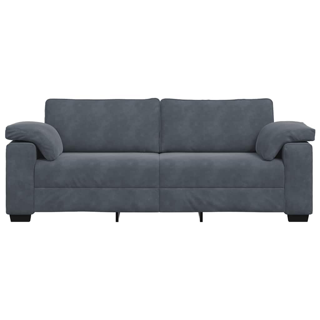 3-Sitzer-Sofa Dunkelgrau 220x77x82 cm Samt, Relaxsofa mit Samtbezug und dicken Schaumstoffsitzen, stabiles Gestell aus Sperrholz und Metall, vielseitig einsetzbar im Wohnzimmer