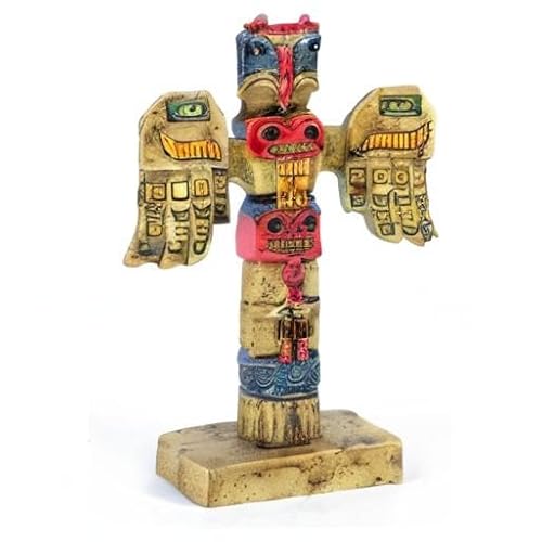 TRANSGOOD Totem indígena de resina estatuetas indianas mini 11,4 cm H totem do Alasca decoração esti