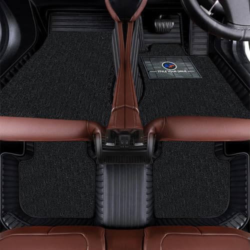 Image of Autofurnish Premium 9D Car Mat Full Set for Mahindra XUV 3XO (Automatic) 2024 || Luxury Leather Dual-Stitch Full Set 9D Car Floor Mat || 100% Waterproof || Color : Black Black