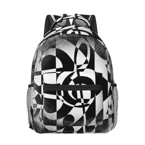 Sac à dos étudiant imprimé clefs de musique cartable confortable noir