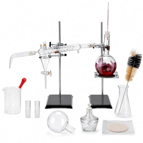 Kit de distillation pour huiles essentielles, appareil de distillation en verre, ensemble de 28 pièces pour laboratoire et usage domestique – vue 3