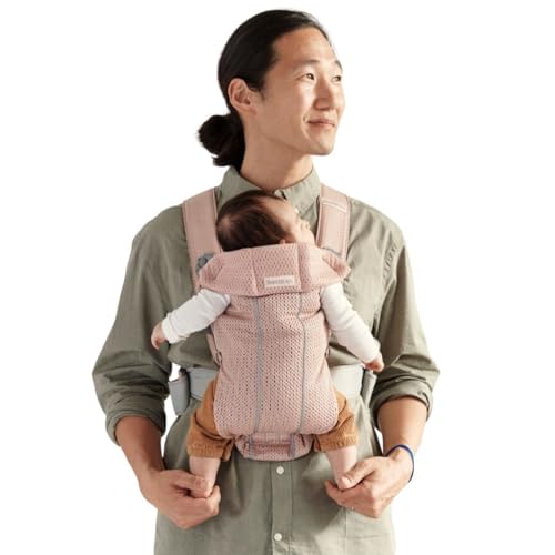 Image of BabyBjörn Baby Carrier Mini, 3D Mesh, Dusty Pink | Newborn Carrier (7-25 lbs), Ergonomic, Easy-to-Use