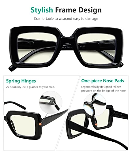 Image of Eyekepper Blue Light Glasses for Women,Square Black Eyeglasses 0.5, 4 Pack