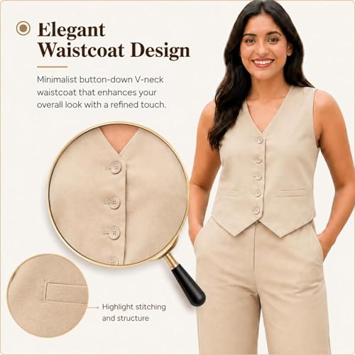 Image of Women Cotton Blend Western Co-Ord Set | Stylish Top & Pant Set for Women | Dress For Womens | Casual High Waist Solid Pant Outfit