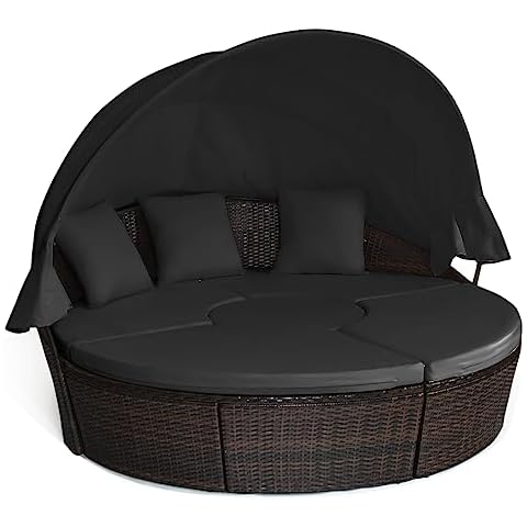 COSTWAY 5 Piece Modular Garden Daybed Set Cover