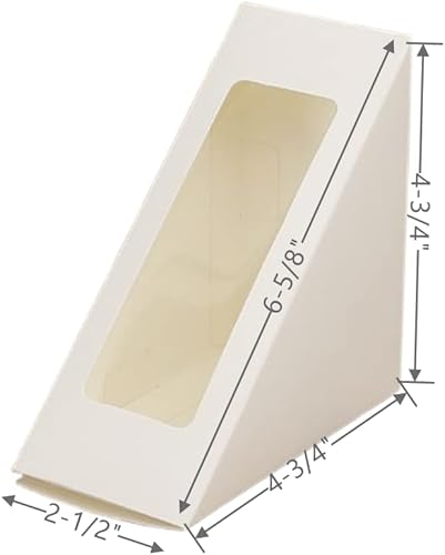 Miniatura 8 de 50 cajas de papel sándwich, cajas de sándwich de papel kraft con ventana, caja de cuña, recipiente individual para sushi para panadería, pastel de