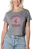 Washington State University Large Women's Crop Top T-Shirt, Athletic Heather, Large