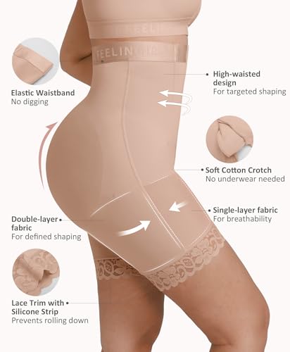 FeelinGirl Tummy Control Shapewear for Women Faja Shorts High Waisted Seamless Body Shaper with Zipper Crotch4