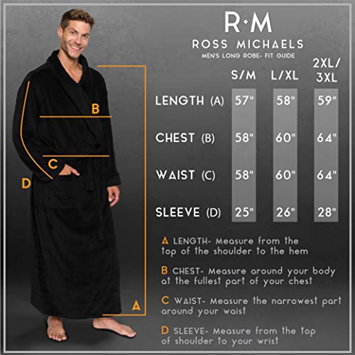 Ross Michaels Mens Robe Plush Big and Tall - Long Fleece Spa Bath Robe with Pockets - Bathrobe Gift for Men and Teens3