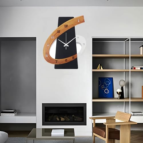 Reloj de pared decorativo grande negro silencioso 20 pulg. miniatura 6