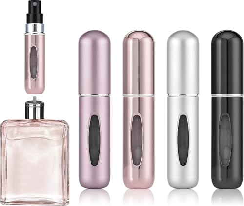 Mumoobear 4PCS Travel Perfume Atomiser Refillable Small Portable Empty Spray Bottle Perfume Portable Empty Cologne Refill Pump Dispenser for Outdoor Travel Business