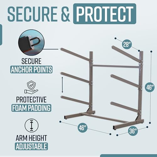 Image of Teal Triangle Adjustable Freestanding Kayak Storage Rack, Holds 3 Kayaks