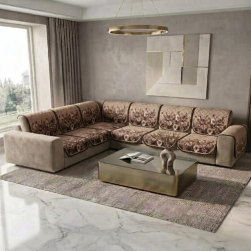 Image of L Shape Sofa Cover 3+2 Seater Pack of 14 (Coffee Rider)