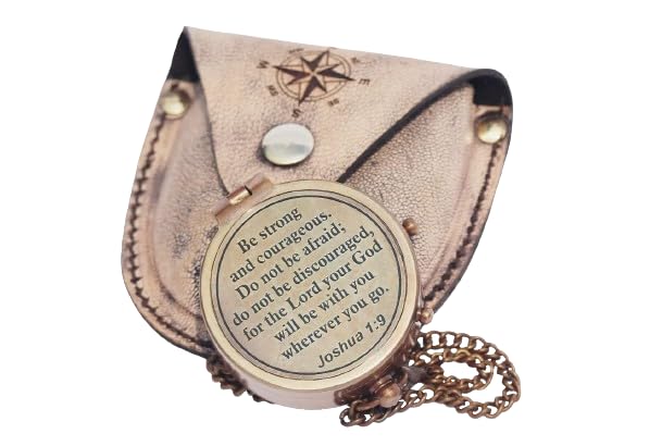 Brass Engraved Compass for Men, Pocket Compass with Leather Case, Antique Handmade Religious Gift for Graduation, Communion, Baptism, Best Gift for Festivals-picture-24