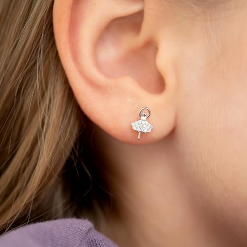 925 Sterling Silver Twirling Ballerina Safety Screw Back Earrings For Young Girls - Children's Dancing Ballerina Earrings For Special Occasions3
