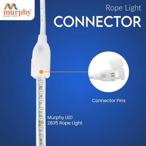 Image of Murphy 220V AC PIN Connector /Adaptor /Cable for LED (SMD 2835-120 LED /Mtr.) Rope Light (Pack of 6), White