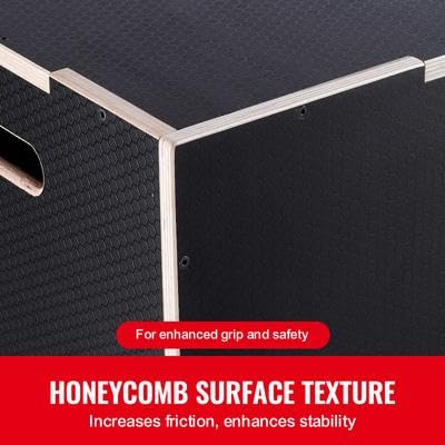 Happybuy 3 in 1 Plyometric Jump Box, 24/20/16 Inch Wooden, Anti-Slip for Home Gym Training, Fitness Exercise Step Up, Conditioning Strength Training, Black