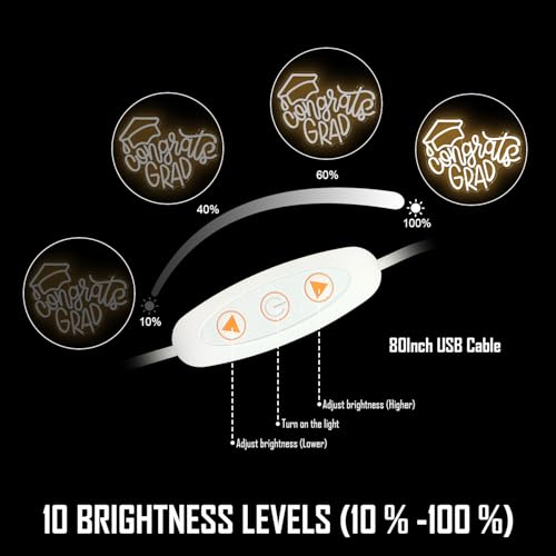 Image of Congrats Grad Neon Sign Graduation Cap Neon Led Sign Dimmable Congrats Neon Sign for Wall Decor Graduation Party Neon Light Sign for Class Room Party Room Dorm Backdrop Celebration Gifts