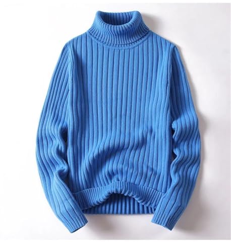 Men’s Solid Color High Neck Sweater Thick Autumn-Winter All Matching Basic Knit Pullover2