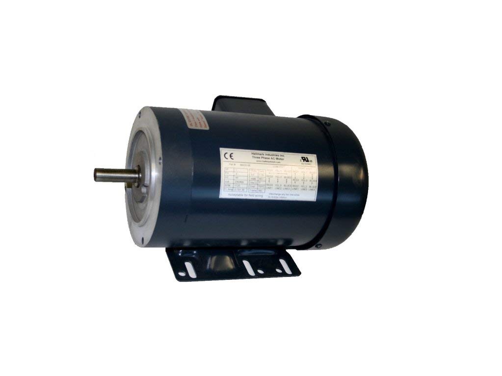 Hallmark Industries MA0505E AC Motor, 1/2 hp, 1725 RPM, 3PH/60 Hz, 208-230/460 VAC, 56C/TEFC with Foot SF 1.15 Class F Insulation, Inverter Duty (Pack of 1)