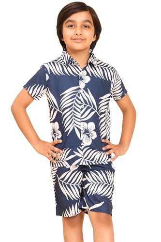 Image of Boys Printed Casual Shirt Short Sleeve Button Down Beach Shirt for Kids