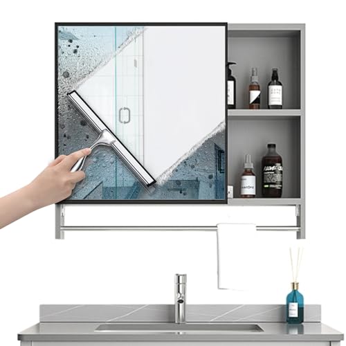 Image of All-Purpose Shower Squeegee with Adhesive Hook for Cleaning Bathroom Glass Doors Car Window Mirrors and Tile Wall, Stainless Steel Handheld Glass Water Wiper Cleaner Removal Scraper Tool (Sliver, 10 inch)