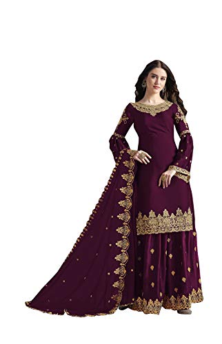 GRC Pakistani Dresses for Women Salwar Kameez Suit Women Ready to wear Georgette Indian Dresses for Women Plazo Dress (Violet, 40)