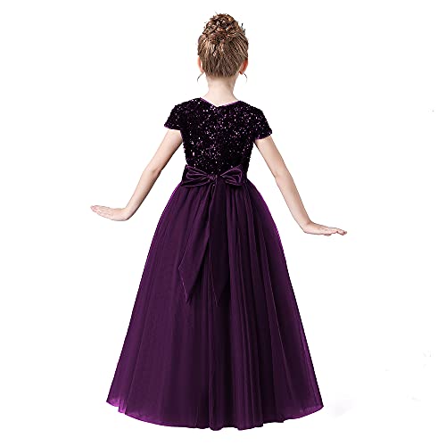 Evening Gown For Junior Girl Junior Bridesmaid Dresses Purple Elegent Long Ball Gown Dress For Girls Birthday Party Purple 12 #TOP2