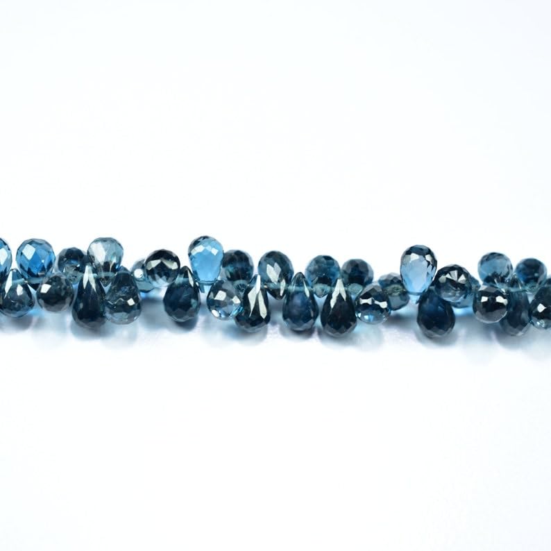 Naturalny londyński niebieski topaz łezka fasetowane koraliki 4 x 6 - 4,5 x 7 mm 20 cm długi sznurek tworzenie biżuterii koraliki z kamieni szlachetnych do naszyjnika bransoletki