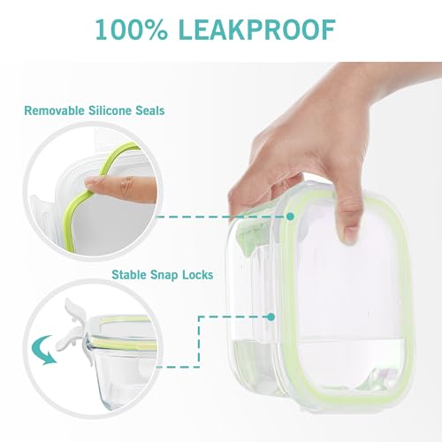 Image of Vtopmart 8 Pack Glass Food Storage Containers with Lids (Grass Green)
