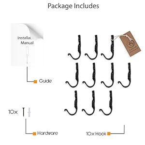 Rustic state astor wall mount cast iron hooks coat towel bag hat hanger multiuse entryway railroad spike rack black set of 10  urban country home decor