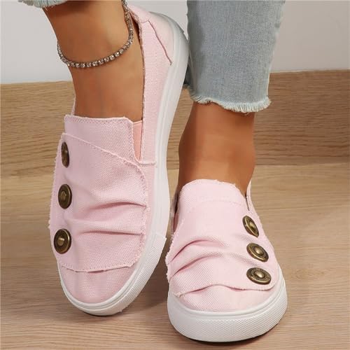 Generic Clearlyss Women Casual Button Comfy Sneakers, Denim Canvas Sneakers Women, Comfy Low Top Slip on Orthopedic Sneakers2