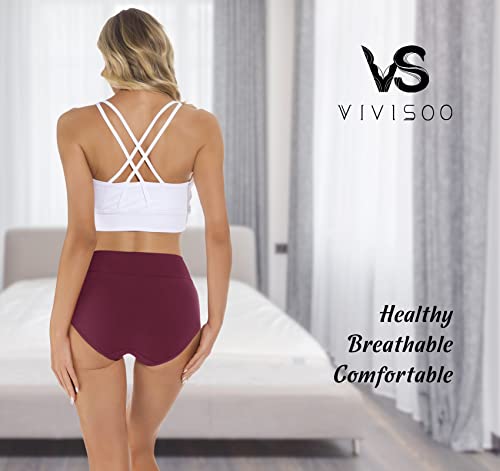 Vivisoo Women Plus Size Cotton High Waist Hipster Briefs Postpartum Underwear C Section Recovery Ladies Boyshort Panties 5 Pack 4X-Large #TOP2