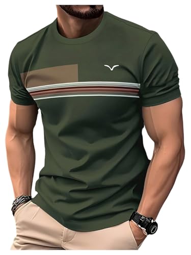 Image of RoseSeek Men's Color Block Short Sleeve Tee Shirts Casual Crewneck T Shirt Trendy Summer Tops