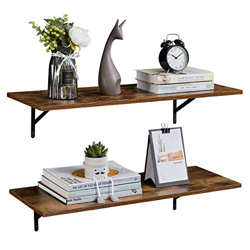 SUPERJARE 31.4 x 11.8 in Wall Mounted Shelves, Set of 2, Large Di...
