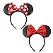 UNSPAZ Mouse Ears Bow Headbands, 2 PCS Shiny Sequin Bow Headbands Classic Mouse Ears Headbands for Adult Women Girls(Red Sequin & Red Dot )â€¦