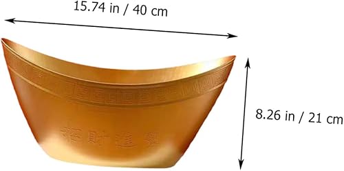 Miniatura 5 de SOESFOUFU Caja de plástico Yuan Bao Fu Cask Cesta de frutas de plástico para centro de mesa, bandeja de servir aperitivos, decoración de lingote de